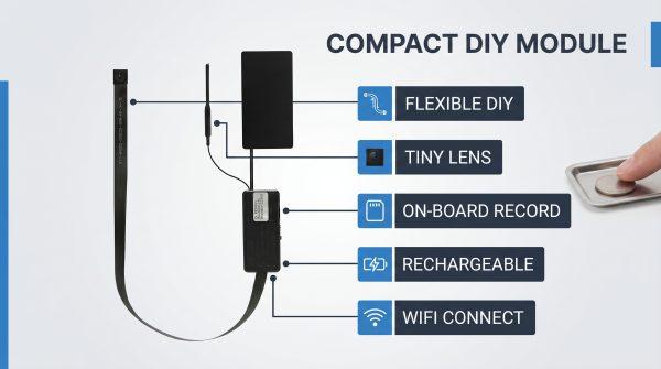 DIY spy camera kit, 1080p WiFi6 hidden cam DIY module with audio, AI detection, RTSP, OBS and local/cloud storage