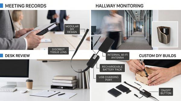 DIY spy camera kit, 1080p WiFi6 hidden cam DIY module with audio, AI detection, RTSP, OBS and local/cloud storage