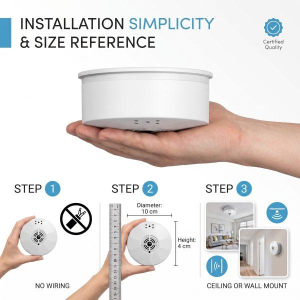 Affordable 2 in 1 smoke detector camera, smoke detector and security camera combo with WiFi App, 10000mAh Long Standby, SD/Cloud Storage, 720P Indoor